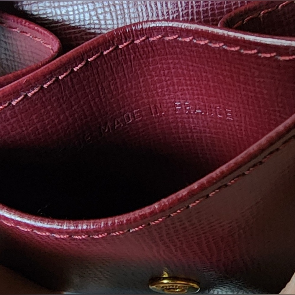 Cartier Vintage Bordeaux Leather Coin Pouch Wallet Gold Corners EUC - Picture 9 of 9